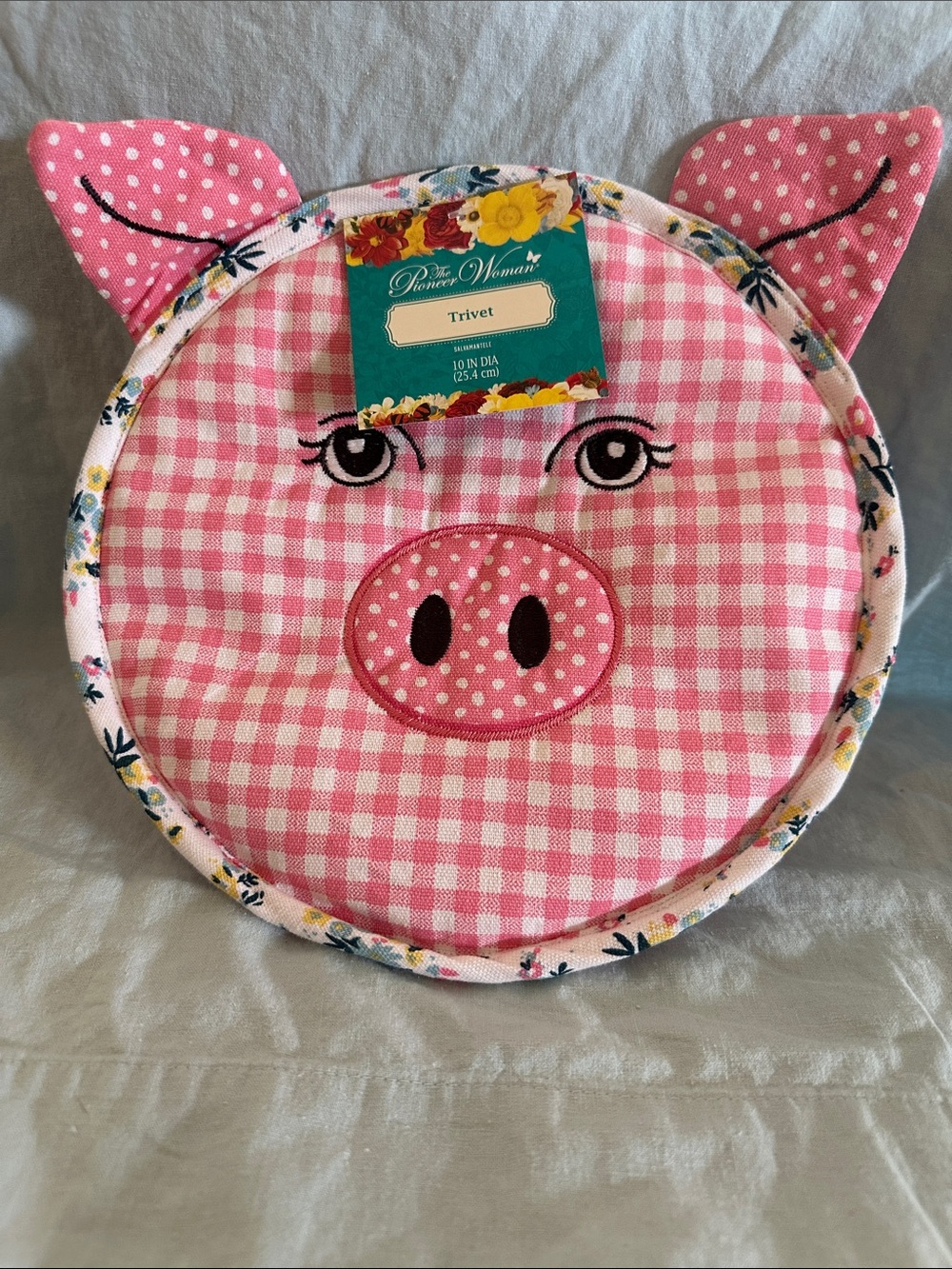 The Pioneer Woman Pink Gingham Pig Trivet